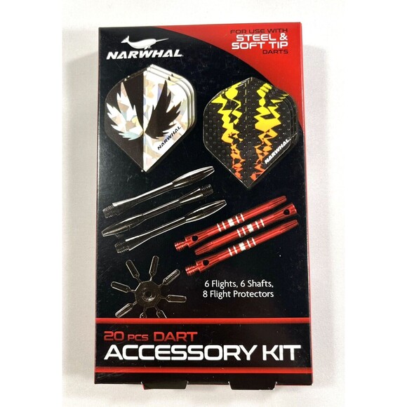 NARWHAL 20 Piece Dart Accessory Kit For Steel & Soft Tip Darts Adult Game Sport - Picture 1 of 6